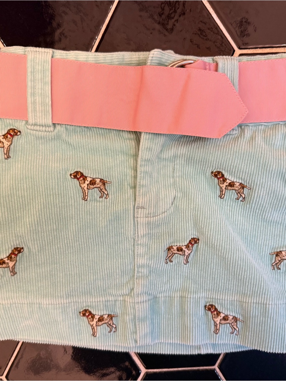 Ralph Lauren 2t Mint Corduroy Skirt with Pink Belt